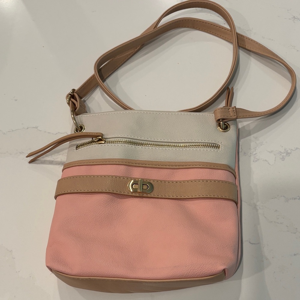 Light Pink and Cream Crossbody Bag women’s purse adjustable strap